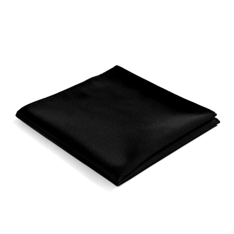 fortunatever Mens Solid Satin Pocket Square(Black) - Image 1